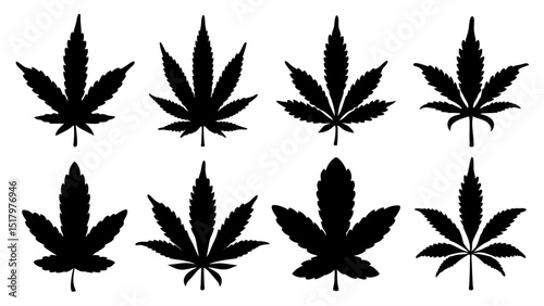 set of marijuana silhouette