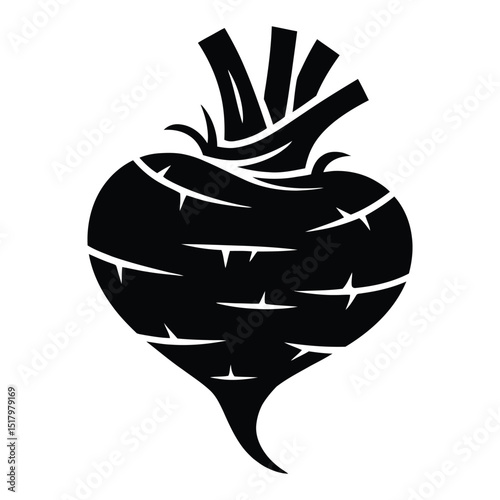 Taro Root Silhouette, Vector, Illustration, Icon, Logo, White Background.