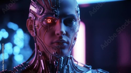 Cyborg Human in Futuristic Environment
