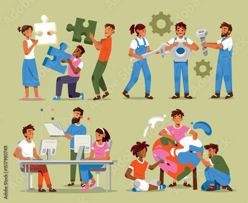 Flat Team work Element Original Set