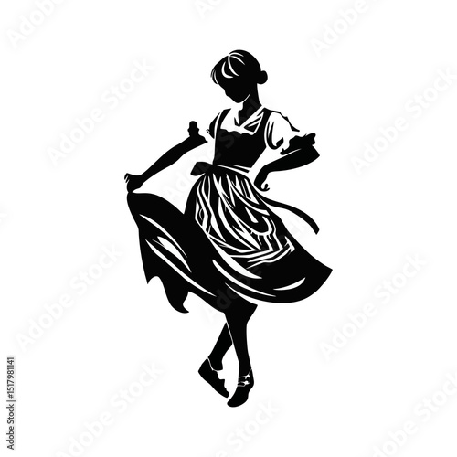 a stilized icon of a bavarian traditional dressed boy doing a "schimuhplattler",