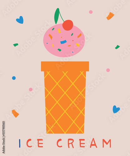 Letter I in the form of ice cream. Ideal for children's educational materials