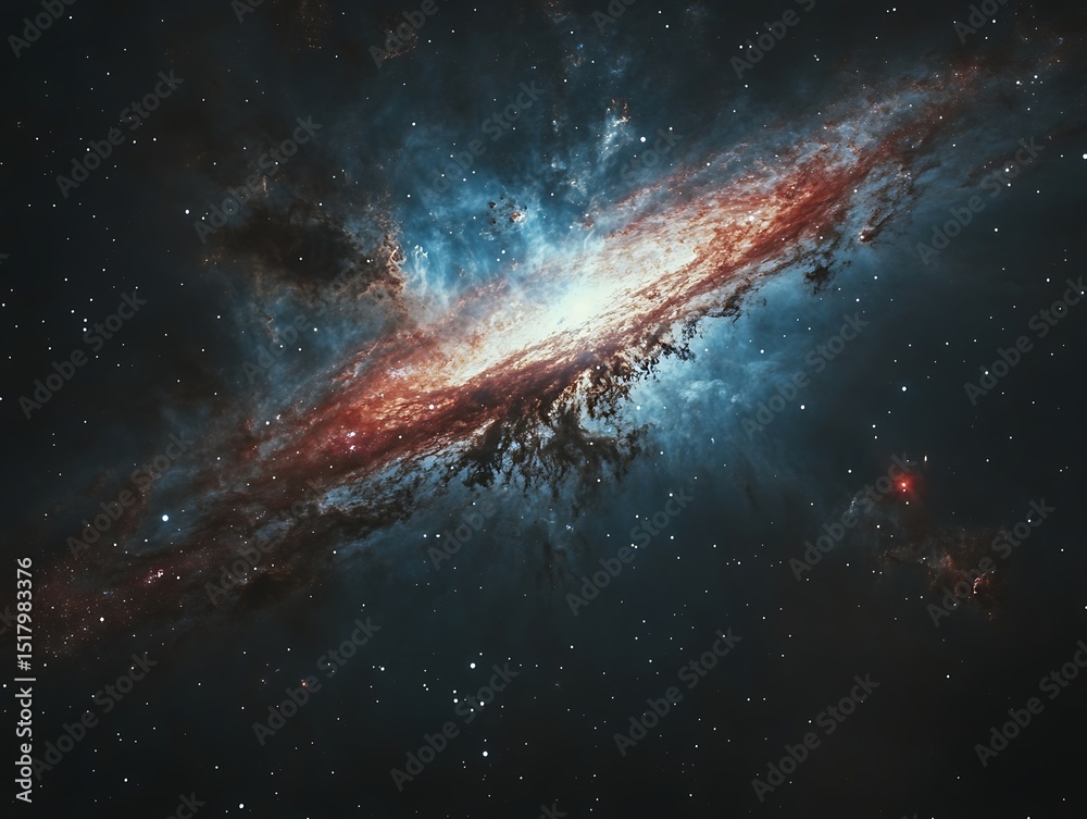 Fototapeta premium Cosmic nebula, swirling light in space