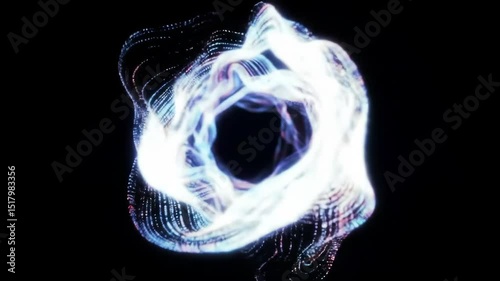 Abstract swirling vortex of glowing, colorful particles