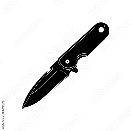 Minimalist Pocket Knife Vector Silhouette