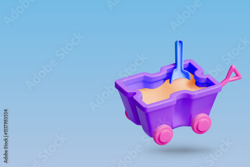 3D rendering of a sand car on a blue background.