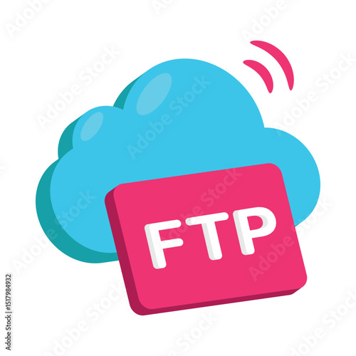 Ftp Cloud Vector style icon. Eps 10 file