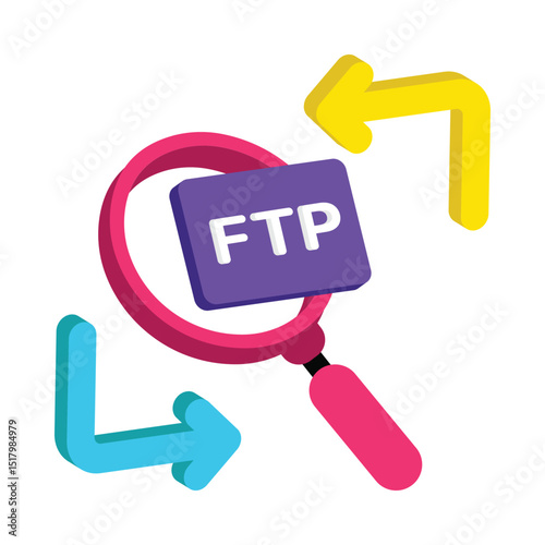 Ftp Search Vector style icon. Eps 10 file