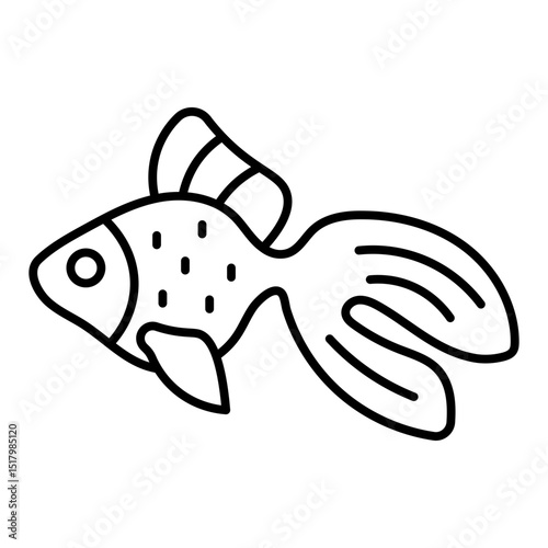 Gold fish line icon