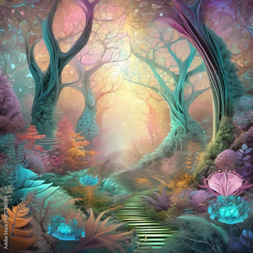Fractal Style Magic Forest Art