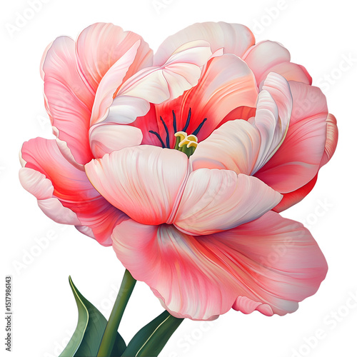 Elegant closeup of a delicate pink tulip flower depicting vibrant botanical beauty