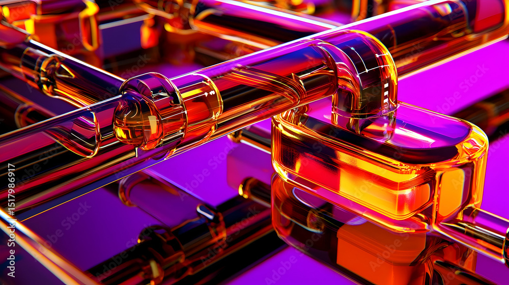 Naklejka premium Abstract Colorful Pipes And Tubes Industrial Design