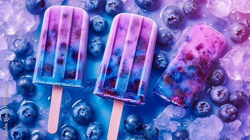 Wallpaper Mural Refreshing homemade blueberry popsicles on ice, a vibrant blend of summer flavors Torontodigital.ca