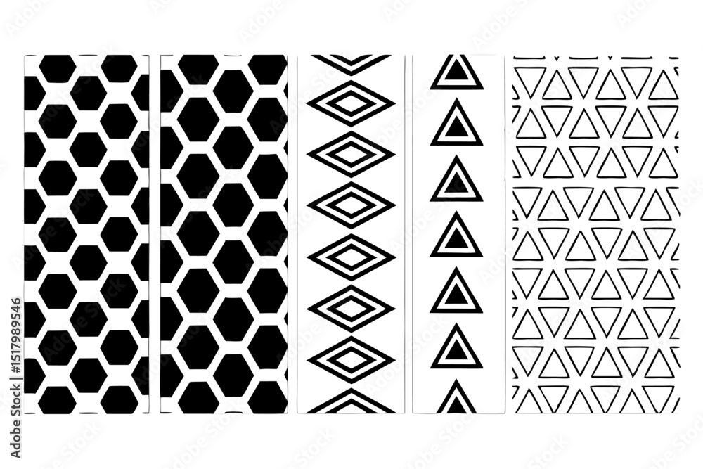 Black and white geometric pattern set for design