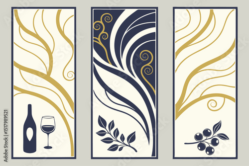 Elegant wine label design templates set
