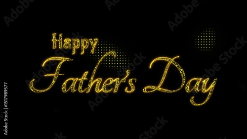 Animated Fathers Day dots particles shiny gold with halftone background