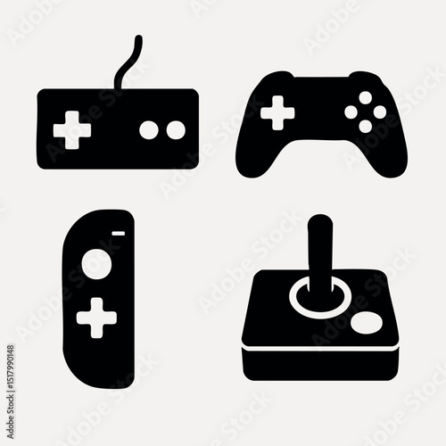 Video Game Controller Icons (Joystick, Gamepad, Retro and Modern)