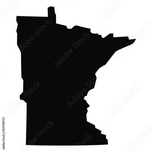 Minnesota Silhouette, Vector, Illustration, Icon, Logo, White Background.