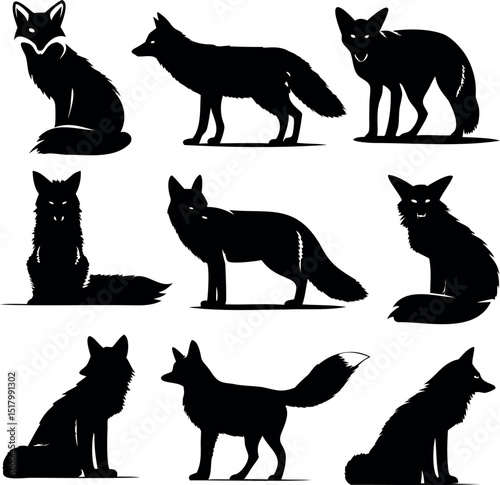 Dynamic Fox Silhouette Poses