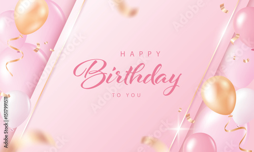 Happy birthday banner with balloons. 