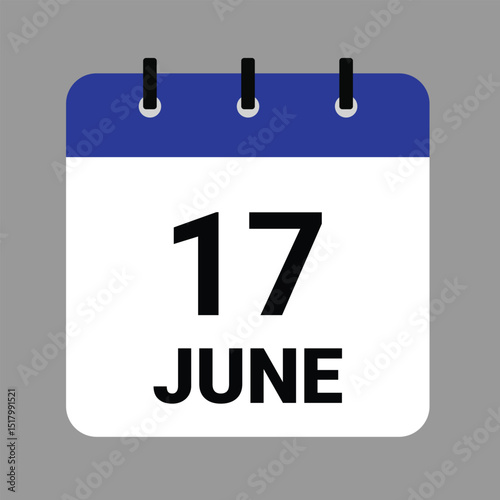 JUNE 17 - Daily Calendar Icon - White Background