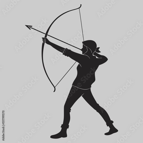 a person practicing archery silhouette vector design art and illustration