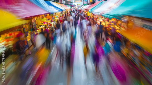 Wallpaper Mural Vibrant impression of a bustling marketplace with blurred motion and colors Torontodigital.ca