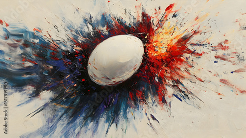 Wallpaper Mural Artistic expression of a dynamic egg splash with bold colors on canvas Torontodigital.ca