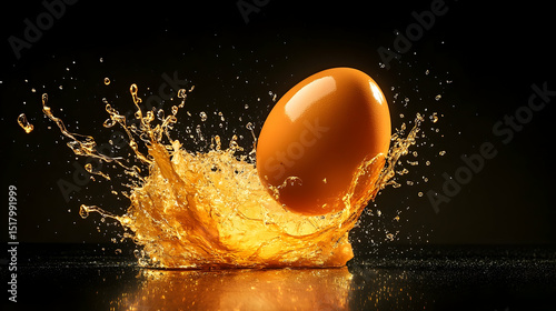 Wallpaper Mural Eggcellent Burst: A Mesmerizing High-Speed Photograph of an Egg Splashing Torontodigital.ca