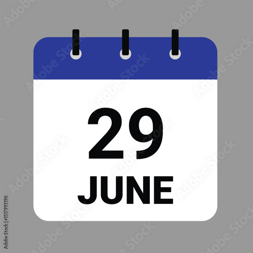 JUNE 29 - Daily Calendar Icon - White Background