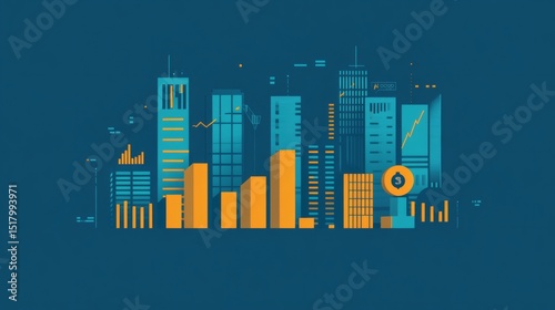Abstract cityscape illustrating financial growth and urban development.