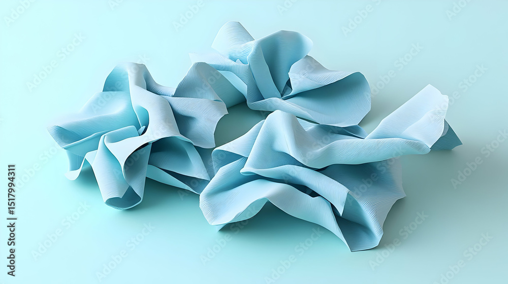 Fototapeta premium Abstract Light Blue Fabric Forms On Pastel Background