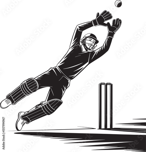 Cricket  player hitting ball silhouette vector 