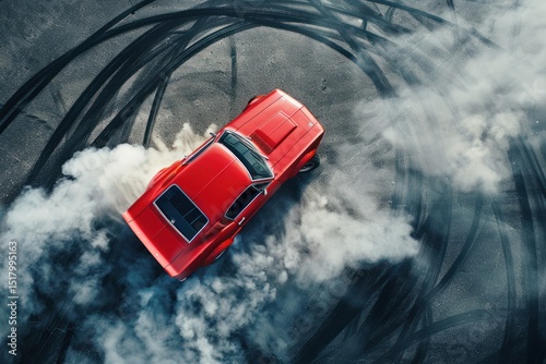 top view of driver drifting car