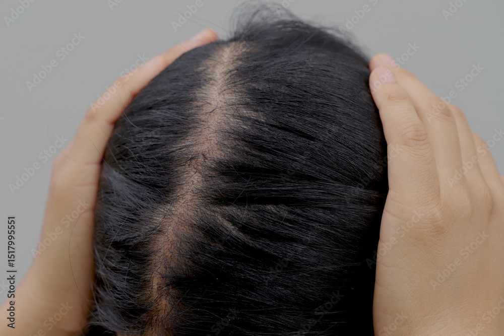 Obraz premium Women with hair loss dryness and frizziness.