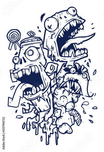 Creative Hand-Drawn Illustration of Quirky Monster Characters