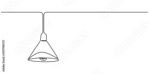 Single line drawing of a light bulb, Continuous line lamps and bulbs. One line drawing of light lampshades. Single line drawing of light bulb vector illustration. Minimalist design background.