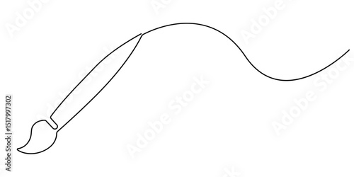 Paint brush for painting house continuous one line art drawing, Paintbrush continuous one line drawing vector illustration, Paint brushes continuous one line drawing. Isolated on white background.