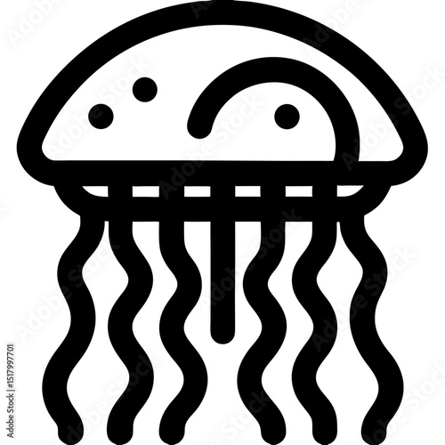 Outline Jellyfish Fiber Optic Icon: Symbol of Technological Wonder