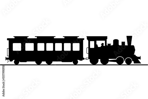 Train silhouette steam locomotive passenger car