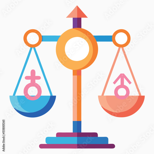 Gender equality concept with balance scale illustration