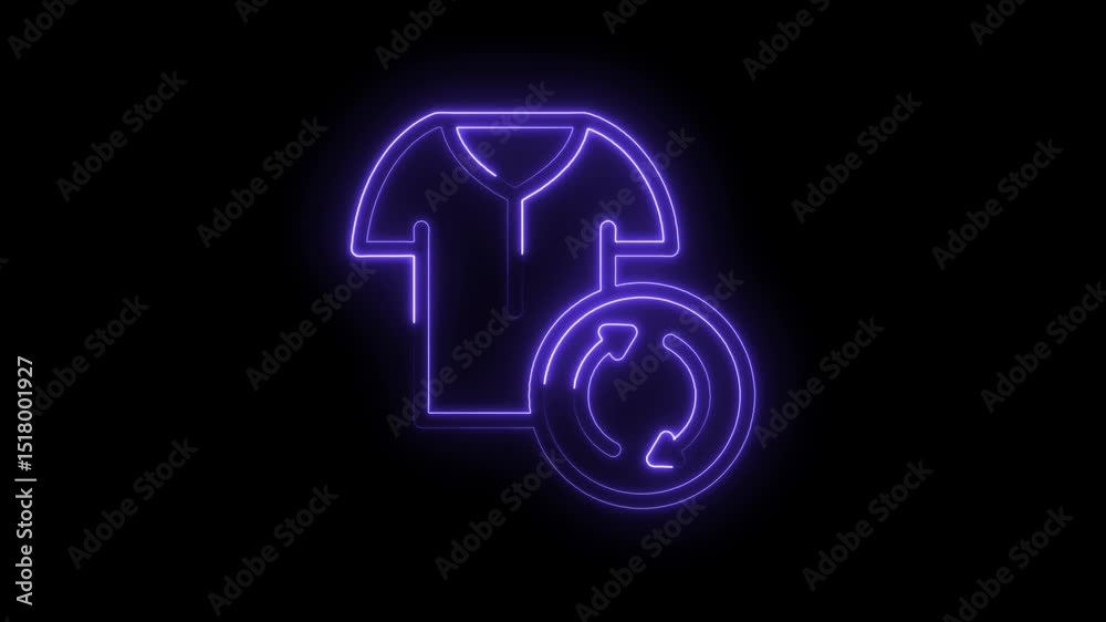 Clothing recycling neon illustration animating circular economy textile fashion concept Clothing recycling neon illustration animating circular economy textile fashion concept