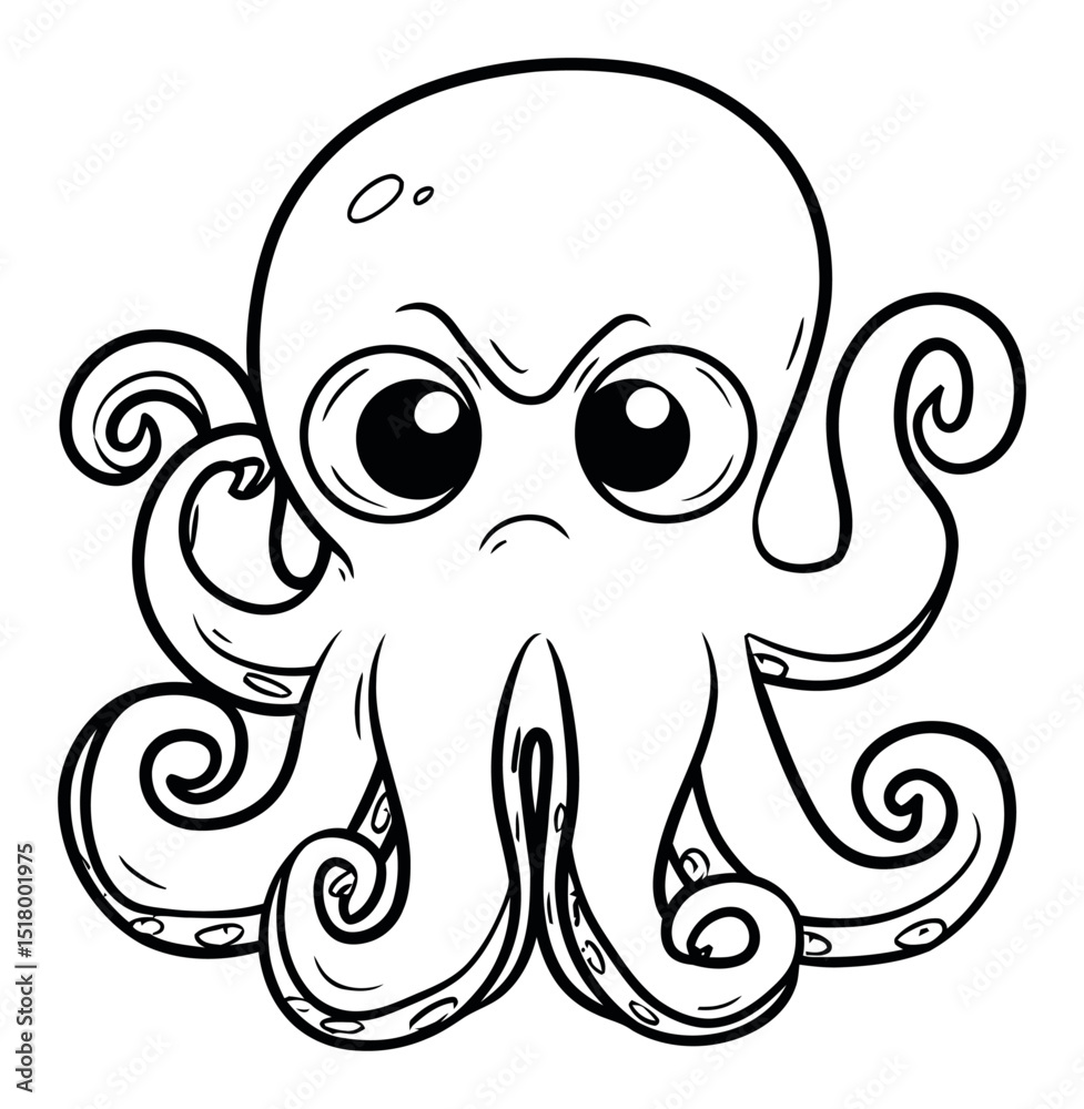 Obraz premium Cute and Expressive Octopus Illustration for Art and Design Projects