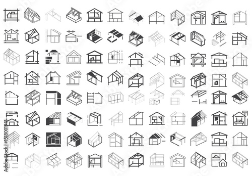 Assemble the Frame Icon , Walls and Roof Icon. House Construction icon. Hammer Time, Blueprint Dreams, Building Blocks, Foundation Strong, Framing the Future, Roofing It In, Brick by Brick, blueprint,