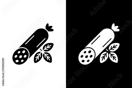 Silhouette Salami Icon Monochrome Vector for Butcher or Grocery Branding.