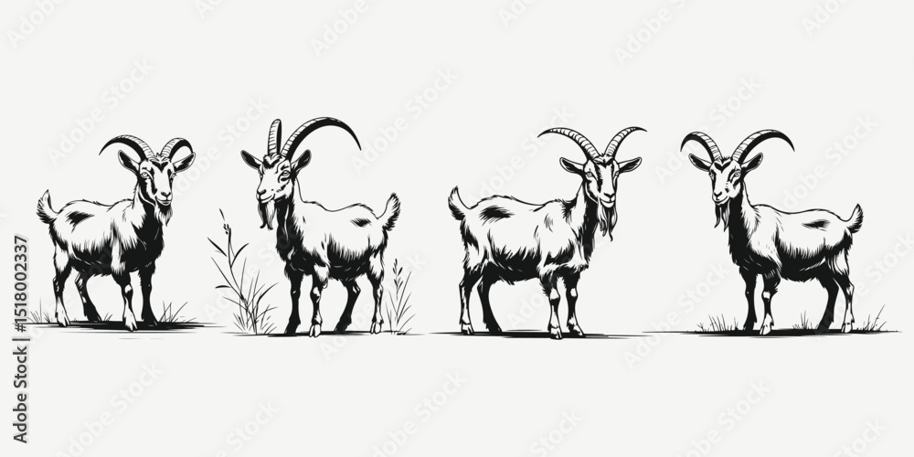 Obraz premium goat body sketch illustration vector