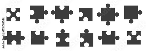 Puzzle pieces vector. Puzzle black icon set