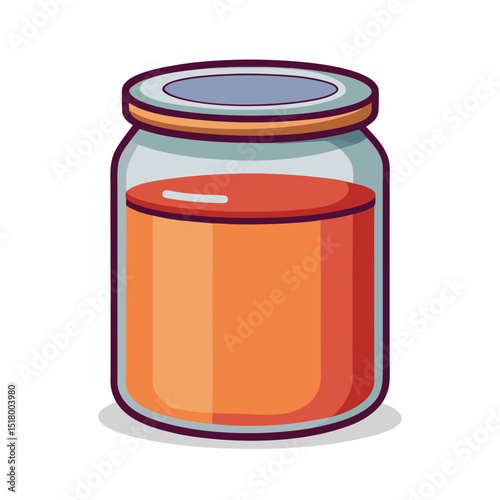 Cartoon illustration of a mason jar filled with orange liquid or preserves