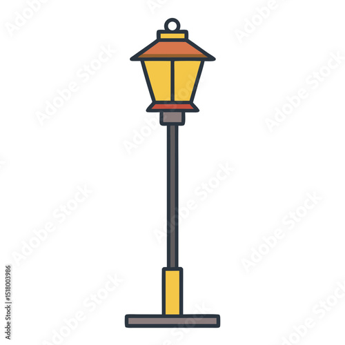 Illustration of a classic street lamp post on a white background