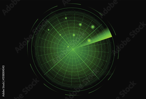  realistic detailed 3d radar with targets card poster vector